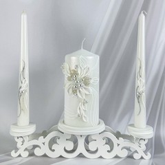 Magik Life Unity Candle Set – Wedding Ceremony & Reception – 6” Pillar White