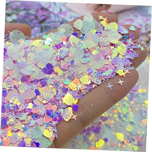 2000 Piece Mermaid Seashell Glitter PVC Table Confetti for Wedding, Pink