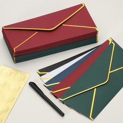 Envelope 4 1/8 x 9 1/2 inch with gold edge for 50 pieces V-wing dark green