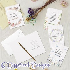 24 Pack Religious Sympathy Cards with Envelopes & Stickers – 6 Designs Waterc…