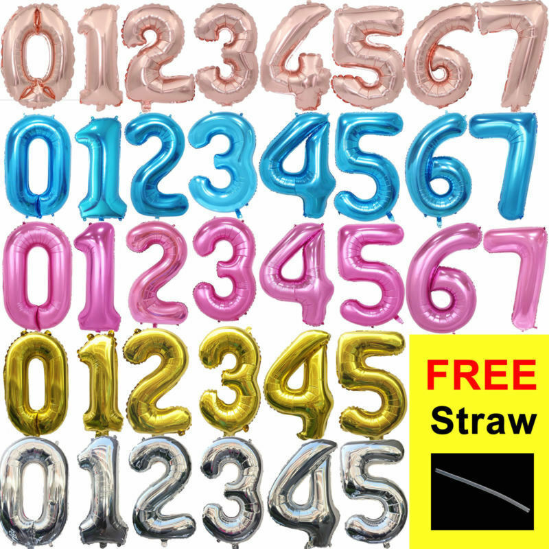 40″ INCH Balloons Gold and Silver Number 0 1 2 3 4 5 6 7 8 9 Foil Helium Ballons