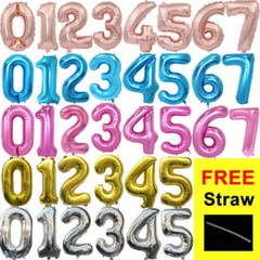 40″ INCH Balloons Gold and Silver Number 0 1 2 3 4 5 6 7 8 9 Foil Helium Ballons