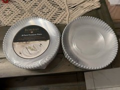 40 Bombay Premium Clear Plastic Dinner Plates 10.25” Beaded Rim Party Wedding