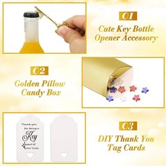 100PCS Skeleton Key Bottle Openers Wedding Favors Guests Candy Boxes Tags Ribbon