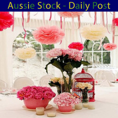Pom Poms Tissue Paper Pompoms Wedding Baby Shower Birthday Party 6″-10″ 5pcs