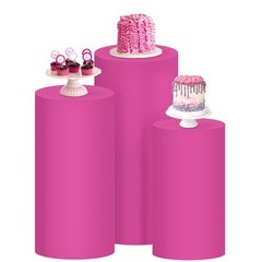 Cylinder Pedestal Stand Covers Spandex Flexible Display Box for Birthday Party W