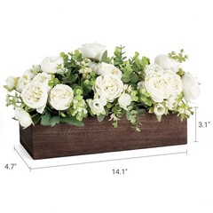 Dahey Centerpiece Table Decorations for Dining Room 14.1″ x 4.7″ x 3.1, White