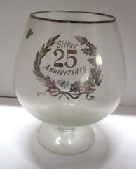 25th WEDDING Anniversary-Stemmed Glass Large Goblet Fishbowl West Virginia Glass