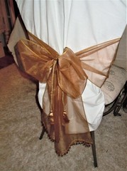 Sheer Christmas Amber Chair Bow Sash Ribbon Tie Back & Sparkle Placemat 12pc Set