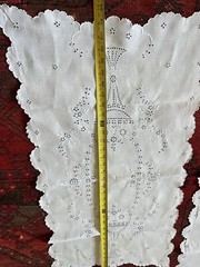 2 VTG Italian Hand Embroidery Floral Stem Chalice Goblet Figure Runners 51″ x18″
