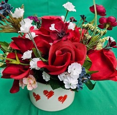 Red Roses White Flowers Valentine’s Day Love Bouquet Hand Crafted Made
