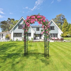 Arbuxzuy 88in Steel Garden Arch Arbor Trellis for Climbing Medium, Black