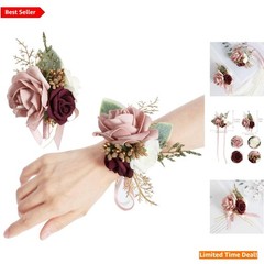 Chic Blush Pink Corsage and Boutonniere for Bride and Groom – Elegant Foam Roses