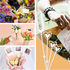 Plastic Floral Pick Card Holder, 100PCS Clear Heart Flower Card Holder Clips Sti