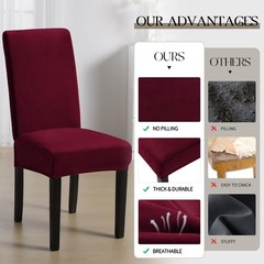 MOSAYT Velvet Stretch Chair Covers for Dining Room Set of 4 – Soft Slipcovers…