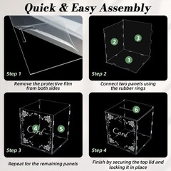 Clear Acrylic Wedding Card Box Slot Lock Large Gift Reception Anniversary