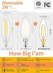 2W 250LM LED Candelabra Bulb 2700K Warm White, 25W Warm White 2700k – 12 Pack