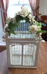 White Bird Cage Wedding Shower Party Card Holder – Ring Pillow -Book for Ideas