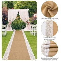 moonoom 20 Ft x 36 in Natural Burlap Wedding Aisle Runner, Rustic Jute 20ft