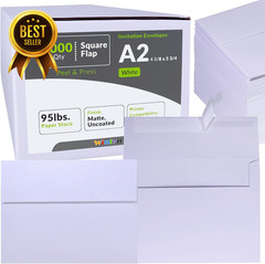 1000pcs A2 Invitation Envelopes Self Seal 4 3/8 x 5 3/4 White 95lb