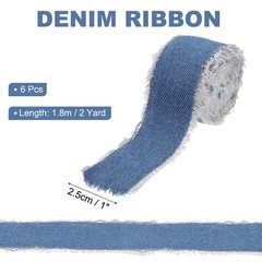 Uxcell Denim Ribbon, 6 Rolls 1»×2 Yard Fringe for Fabric, Blue