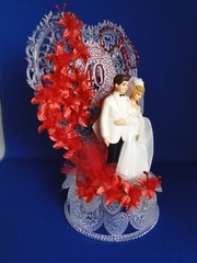 New 40th Wedding Anniversary Heart decor caketop with Bride & Groom #21