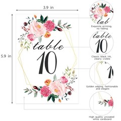 Floral Table Number Cards 1-26 Geometric 4 x 6 Double Sided Wedding Party