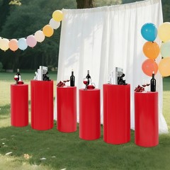 6Pcs Cylinder Pedestal Stands, Metal Display Stands For Wedding Birthday Decor