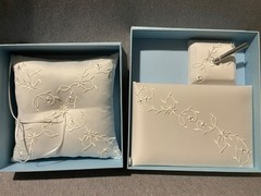 Cathy’s Concepts 3 Piece Wedding Bridal Set Guest Book Pen Holder & Ring Pillow
