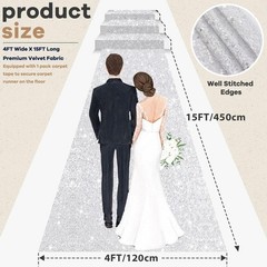 Sparkle Aisle Runners Silver Paillette Aisle Runner 4FTx15FT Sequins Fabric A…