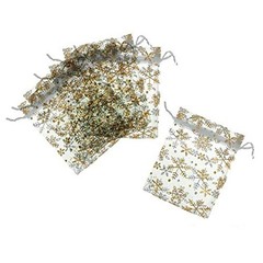 100Pcs/Pack Snowflake Jewelry Packing Drawable Christmas Organza Bag Wedding …