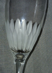 Champagne Flutes / Crystal & Frosted Cut / Set or 6