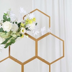 Gold 6″ Metal Floral DISPLAY FRAME Honeycomb Backdrop Stand Wedding Arch Party
