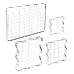 4 Pieces Stamp Blocks Acrylic Clear Stamping Blocks Tools with Grid Lines for…