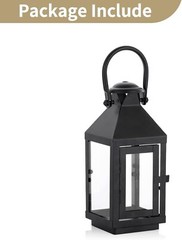Nuptio Garden Lanterns for Candles, 20cm/7.87in Tall Vintage Small, Black