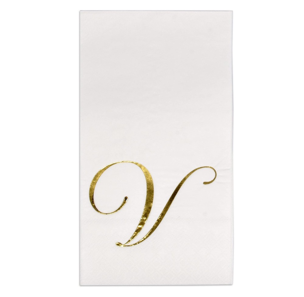V Monogram Guest Napkins 100 Pack Initial Letter Personalized Napkins Paper D…