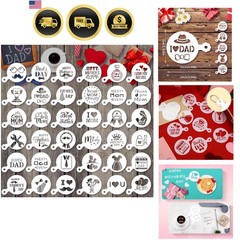 36 Pieces Reusable Mother’s Day Father’s Day Cookie Cake Stencils Templates M…