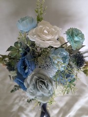 Shades Of Blue Bridal Bouquet Artificial Silk Foam Flowers