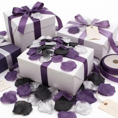 900PCS Dark Purple Black Silver Silk Rose Petals – Artificial Flowers