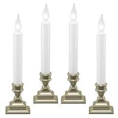 LED Battery Operated Window Candles with Timer, Bright Hot Spot, VT Pewter