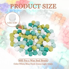 4Pcs Wax Seal Beads Hexagon Sealing Beads Kit White/Blue/Dark Green/Light Green