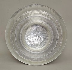 Compote Bowl Vase Polished Aluminum Revere Hammered 12″Dia 7″High