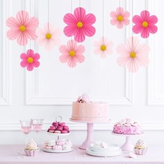 Pink Party Decorations Paper Flowers Decorations for Wall Classroom Paper Fan…