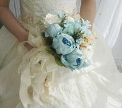 Simulation flower blue peony rose bridal bouquet wedding supplies Mori photo