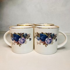 Royal Albert Moonlight Rose Cup – English Porcelain 1987, Blue Floral Gold Trim