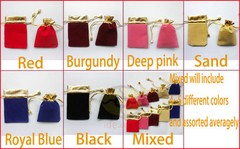 12/25/50/100pcs Gold Trim Velvet Pouch Wedding Favor Gift Bag 3.5×2.7″ 4.7″x3.5″