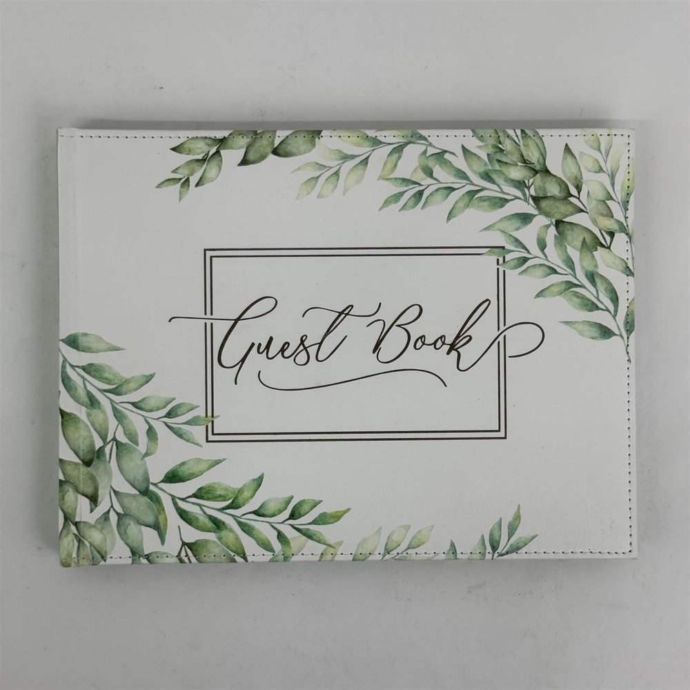 2020 Christian Art Gifts Guest Book Green Leaves Stitched White by With Love Inc