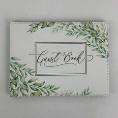 2020 Christian Art Gifts Guest Book Green Leaves Stitched White by With Love Inc