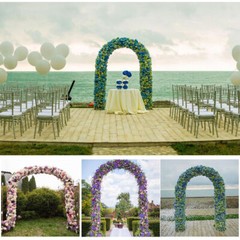 7.8Ft Arch Metal Garden Wedding Arch Garden Arbor Trellis For Climbing Plants