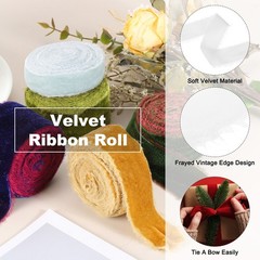 2 Roll White 1 Inch Velvet Ribbon Total 6 Yard Frayed Ribbon for Gift Wrapping